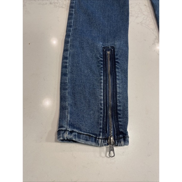 Free People We The Free Moto Jet Zip Skinny Baltic Crop Ankle Jeans Size 28 - Picture 5 of 9